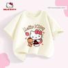 Летняя футболка с коротким рукавом для девочек Hello Kitty, новинка лета 2025, стильный детский летний топ, модный топ с коротким рукавом для девочек