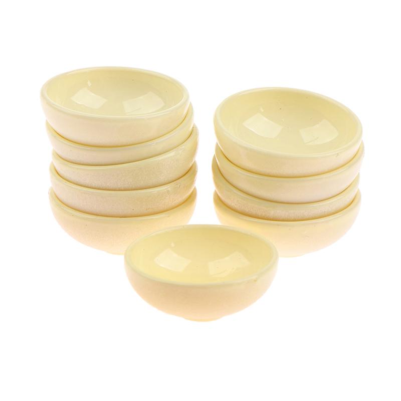 10 шт., миниатюрная миска, блюдо, круглая, масштаб 1/12, кукольный домик, кухонный аксессуар для столовой