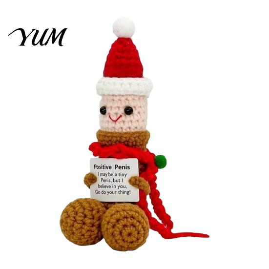 Unique Crochet Figurine Handmade Ornament, Funny Positive Desk Buddy, Cute Fun Knitted Gift Figurine, Emotional Support Keepsake for Friends Coworkers