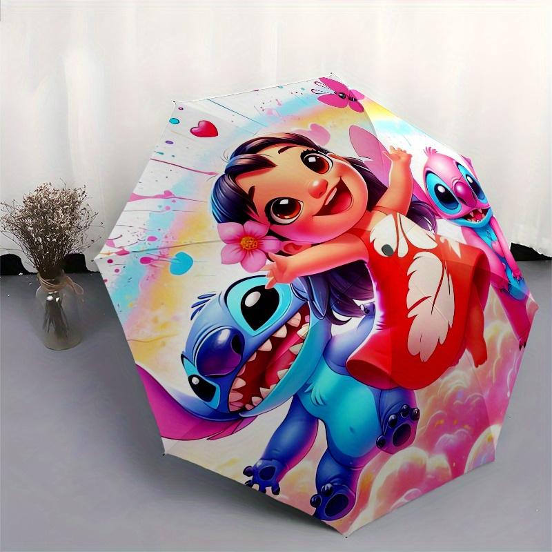 Lilo,Stitch Automatic Opening and Closing Umbrella   8 Ribs Windproof Portable Folding Umbrella with Plastic Handle, Suitable for Casual and