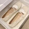 Shallow Single Shoes Women Diamond Pearl Buckle Strap Flat Single Shoes Women Mary Jane Shoes Fashionable and Comfortable