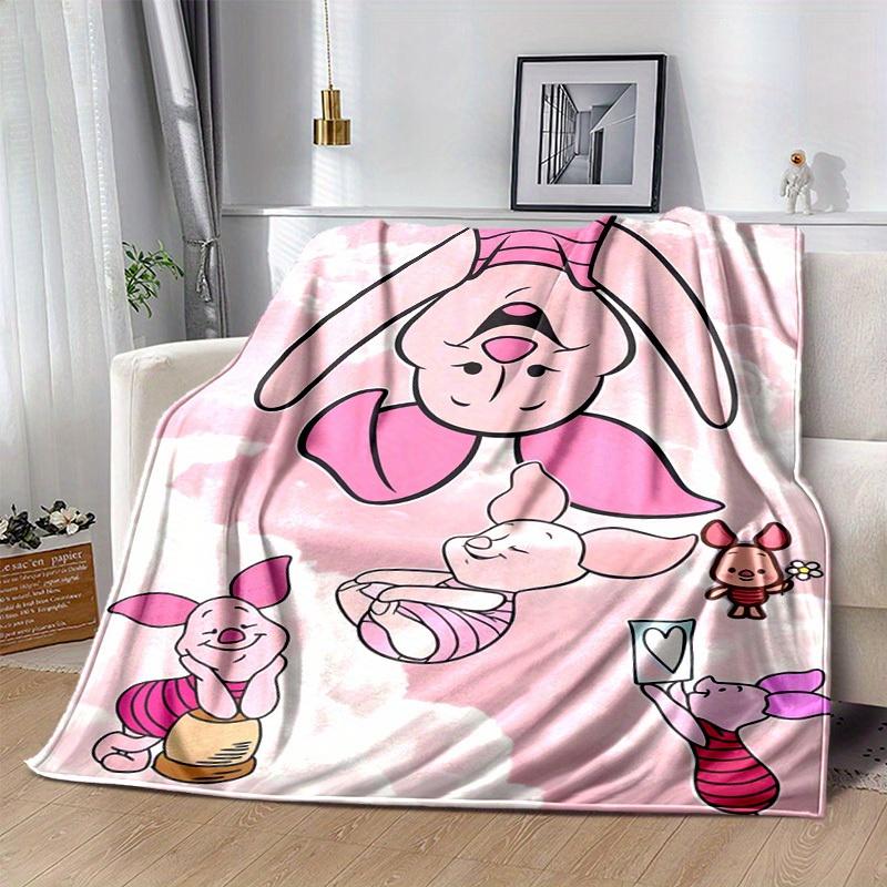 1pc Pink Piglet & Friends Cloudy Sky Throw Blanket Perfect for Home Decor, Couch Cover, Outdoor Use, Gifts, Soft Blanket for Bed, Living Room, Travel