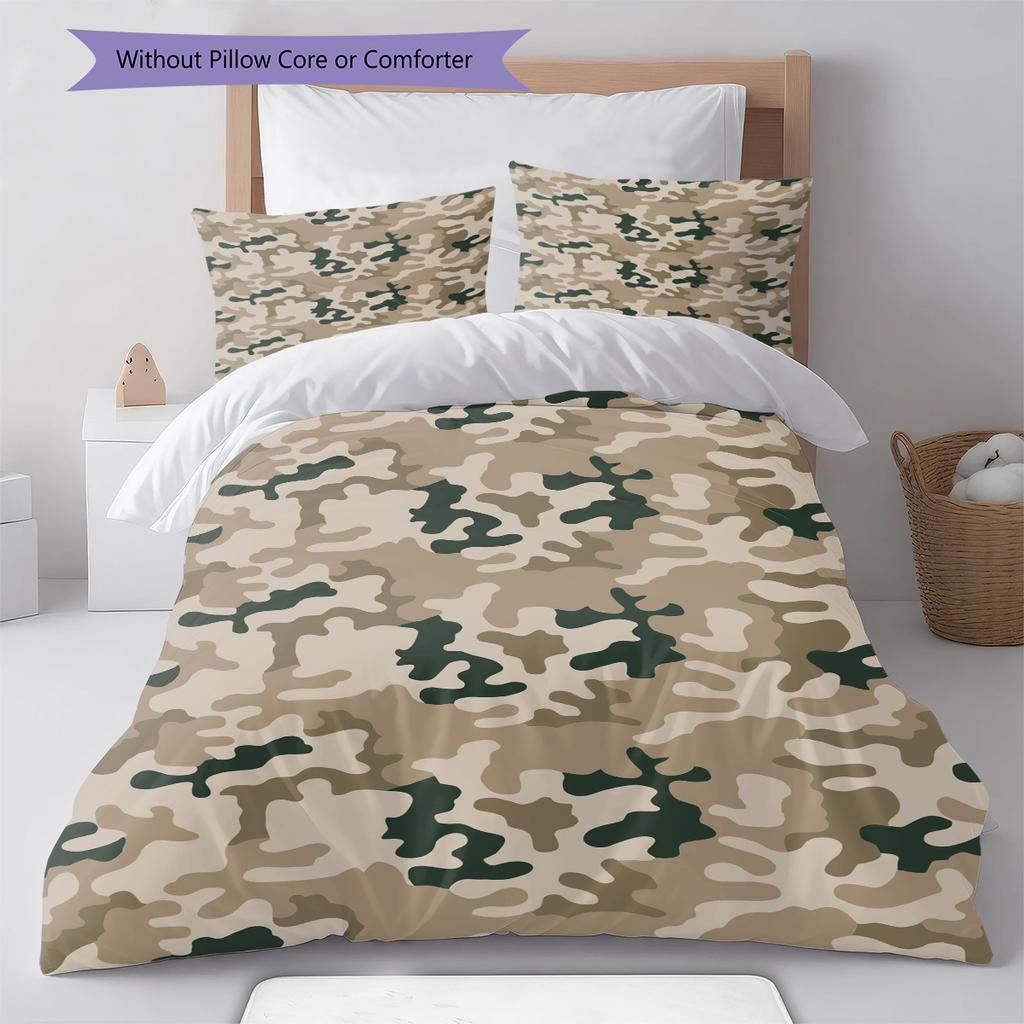 Camouflage Pattern Bedding Quilt Set Quilt Cover Pillowcase Home Decoration Gift (1 * duvet cover + 2 * pillowcase, without core)