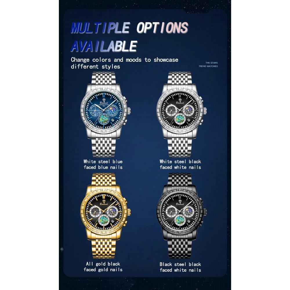 BINBOND Luxury Scratch-Resistant Quartz Wristwatches For Men Luminous Waterproof Auto Date Men's Watch Sports Casual