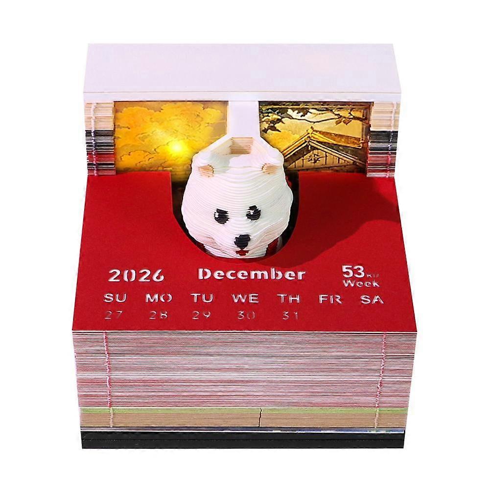 Tear Away Desk Calendar Decor 2026 Time Piece Calendar 2026 Led Light 3D Dog
