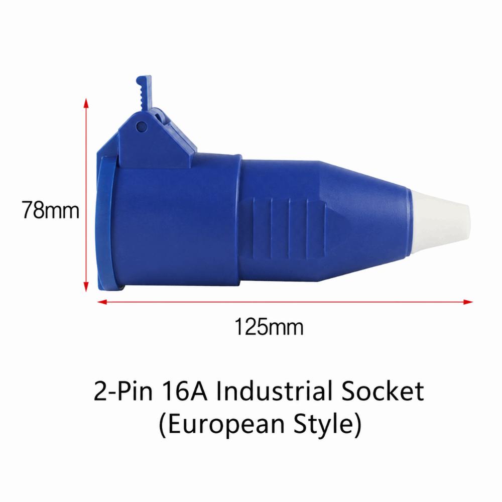 Single Phase AC Power Socket 2 Pin 16A EU Standard Plug Industrial Connector Garden Device