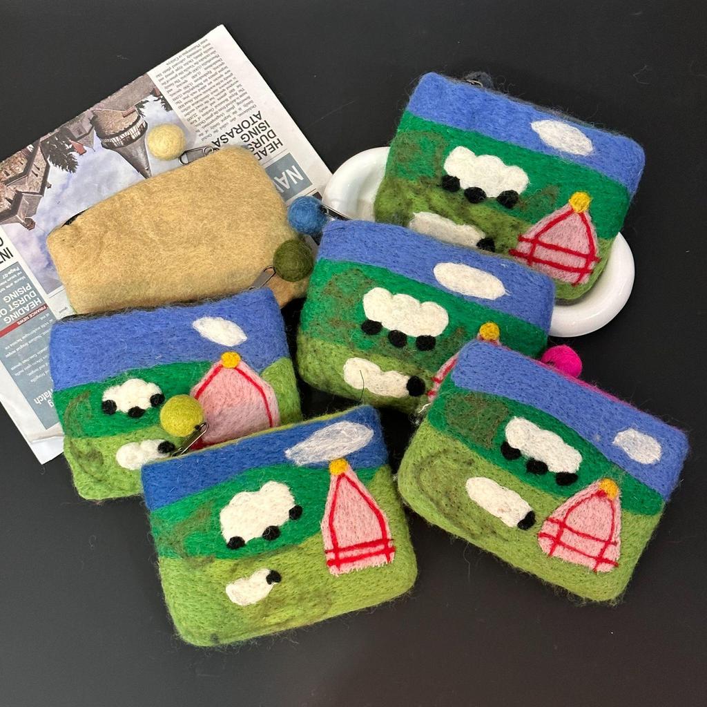 Handmade Wool Felt Earphone & Sanitary Napkin Pouch