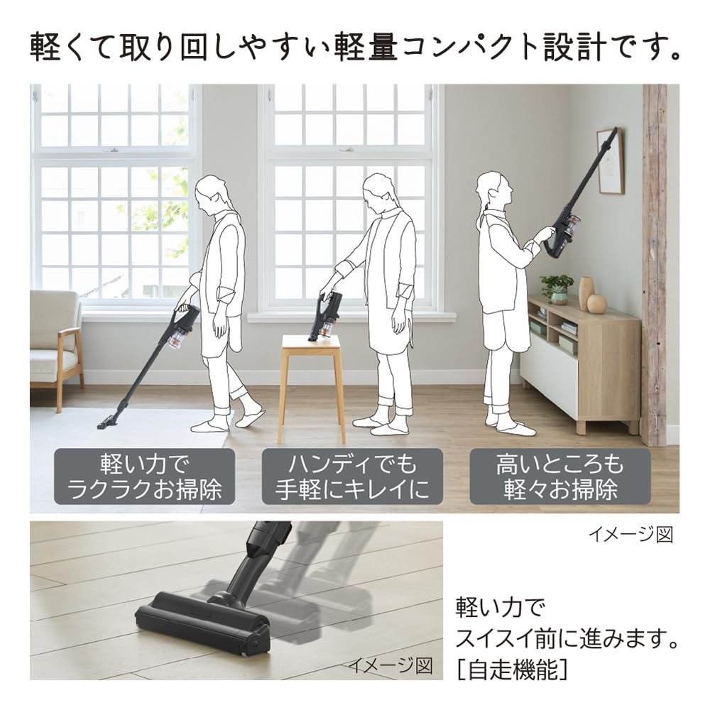 Hitachi Vacuum Cleaner Rakukaru Stick Cordless Stick Cleaner K Black Made In Japan Strong Power Lightweight PV-BL1A2 Self-propelled