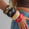 SHIXIN Bohemian 4 Colors Round Wooden Wide Chunky Bracelet Women Vintage Ethnic Style Stackable Bangle Daily Wear Jewelry Gifts