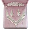 Женщины искусственный жемчуг горный хрусталь кулон ожерелье серьги Корона Тиара комплект ювелирных изделий