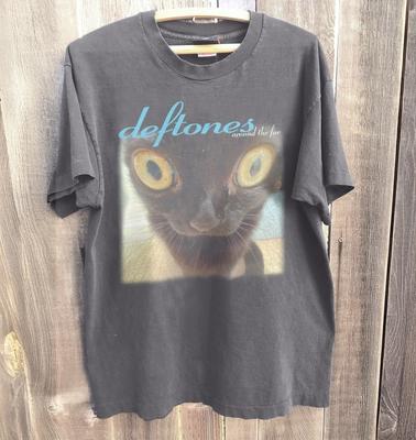 Новая черная футболка унисекс Deftones Around The Fur с забавным черным котом, ретро-рок-группой, цвет угольный