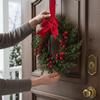 10 Inch Small Christmas Kitchen Cabinet Wreaths with Ribbon Bows Greenery Christmas Wreaths for Window Wall Front Door Decor