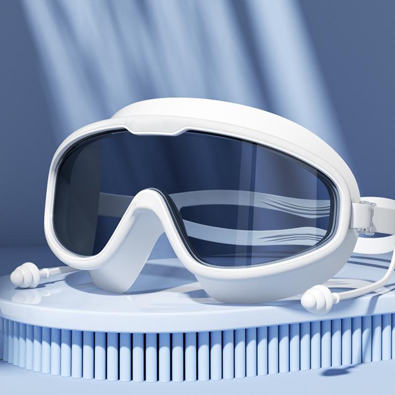 Очки для плавания с большой оправой HD-линзой и противотуманными водонепроницаемыми очками для плавания для взрослых, душа, бассейна, для мужчин и женщин