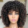 African Women Short Kinky Curly Wigs Silk Hair Natural Look with Bangs High Temperature Wigs Long-Lasting Wear