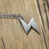 Necklace Silver Titanium Lightning Bolt Pendant Cool Lightning Symbol Necklace 50cm Chain Christmas Popular Gift [Rockyu] Men's