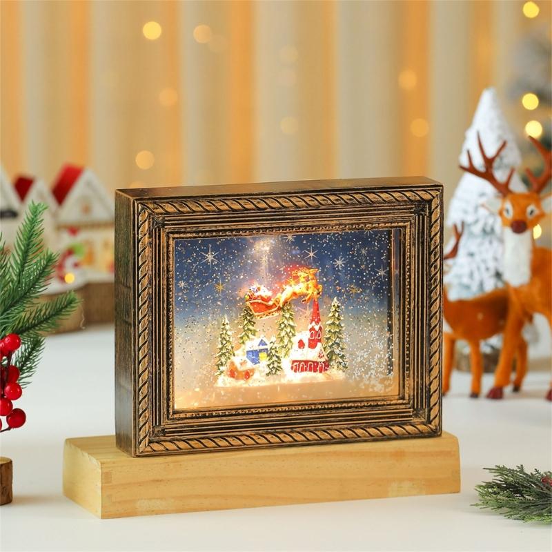 Festival Memory Showcases Combining Rotating Snow Effect Battery Power Melodies Player And Shatterproof Frame Structure