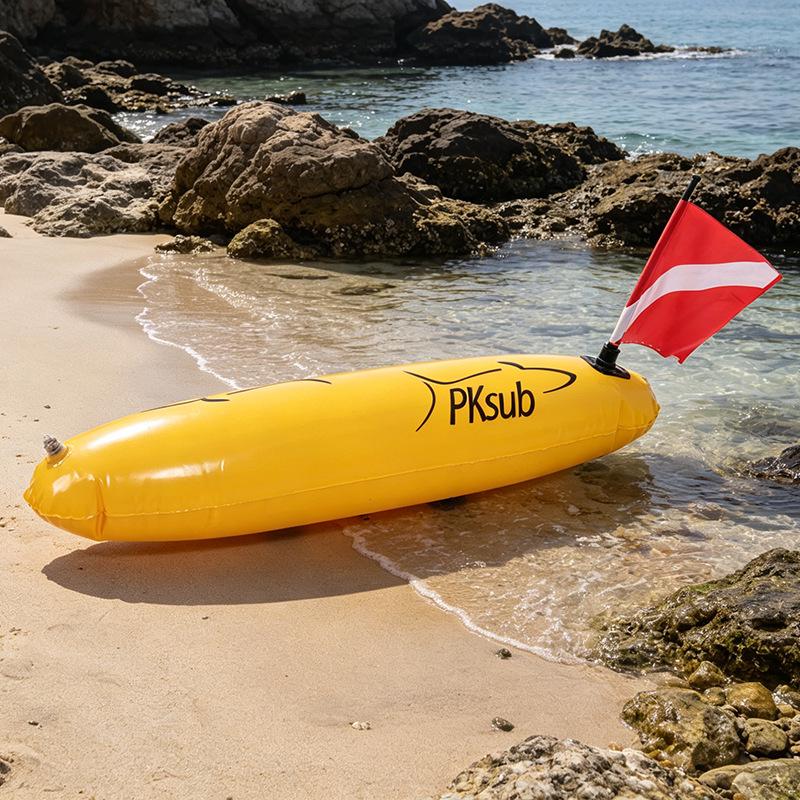 High-Visibility Yellow Inflatable Diver Safety Buoy with Flag
