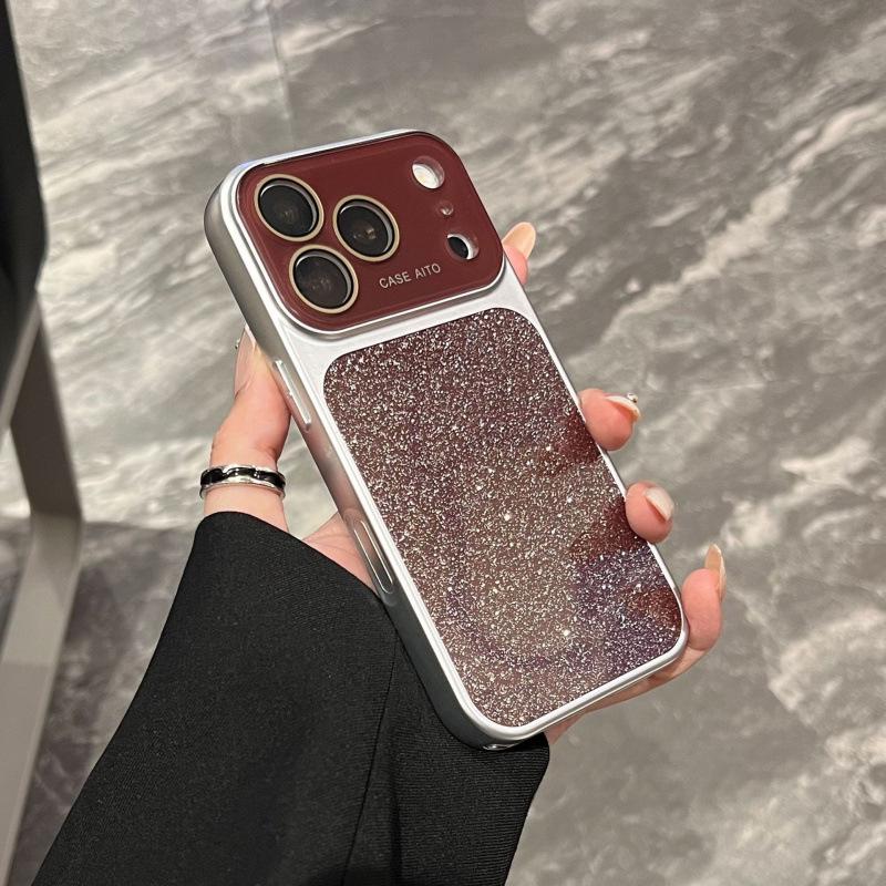 Градиентный чехол из смолы с блестками для iPhone 17 Pro Max - Большое окно, Совместим с моделями Apple 16, 15 и 17 Couple.