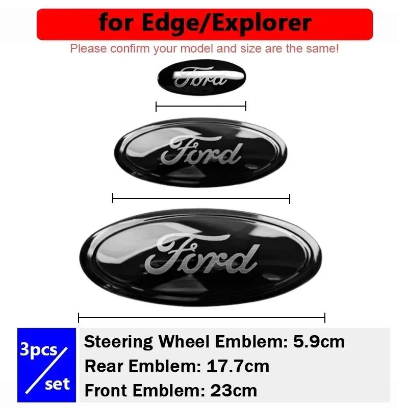 New 2026 Car Sticker 3pcs Car Front Emblem Rear Logo for Ford Focus Sedan Escape Escort Mondea Edge Taurus Exolorer Territory St