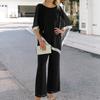 2 Pcs/Set Women Top Pants Set Dolman Sleeves Irregular Sequin Hem O Neck