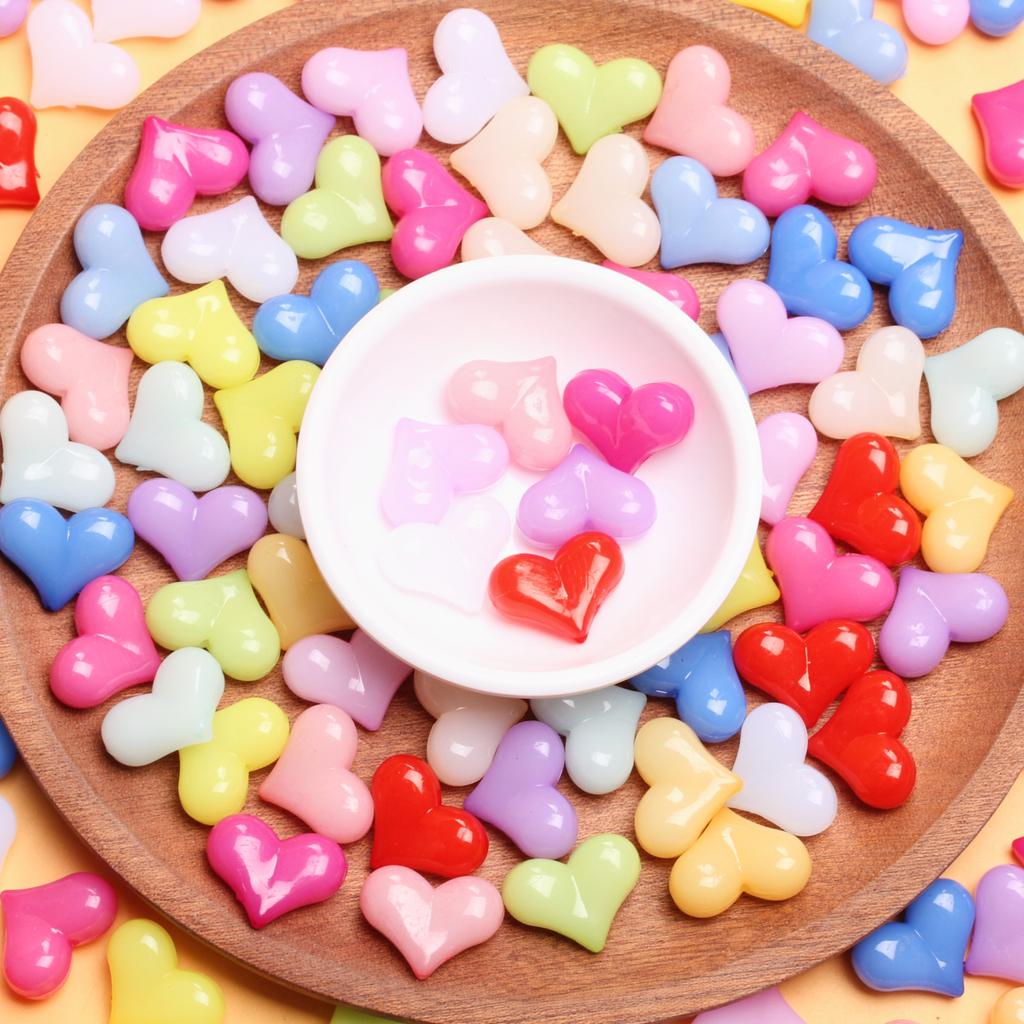 500g Beads Pendant Single Hole Acrylic 22*17mm Heart DIY Jewelry Making Earrings Making Bracelets Candy Color Accessories