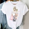 Women T-Shirt Graphic Mama Daughter Sweet Fashion Lovely Cute 90S Cartoon Short Sleeve Print Female Clothes Tops Tees Tshirt