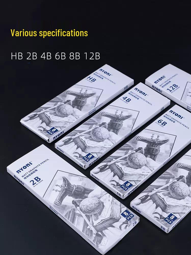 Матовые зеленые карандаши для эскизов из бамбука Neoni - 12B/2B Неотражающие для студентов-художников и экзаменов