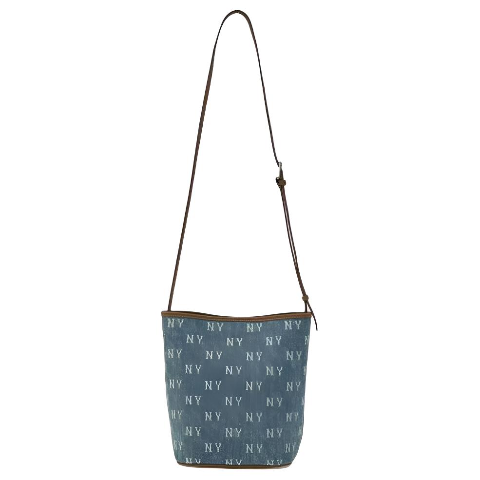 MLB 25FW New York Yankees Fashion Brand Print Adjustable Shoulder Strap Polyester Faux Leather Cotton Bucket Bag Unisex bags 3ABMMV65N-50BLL