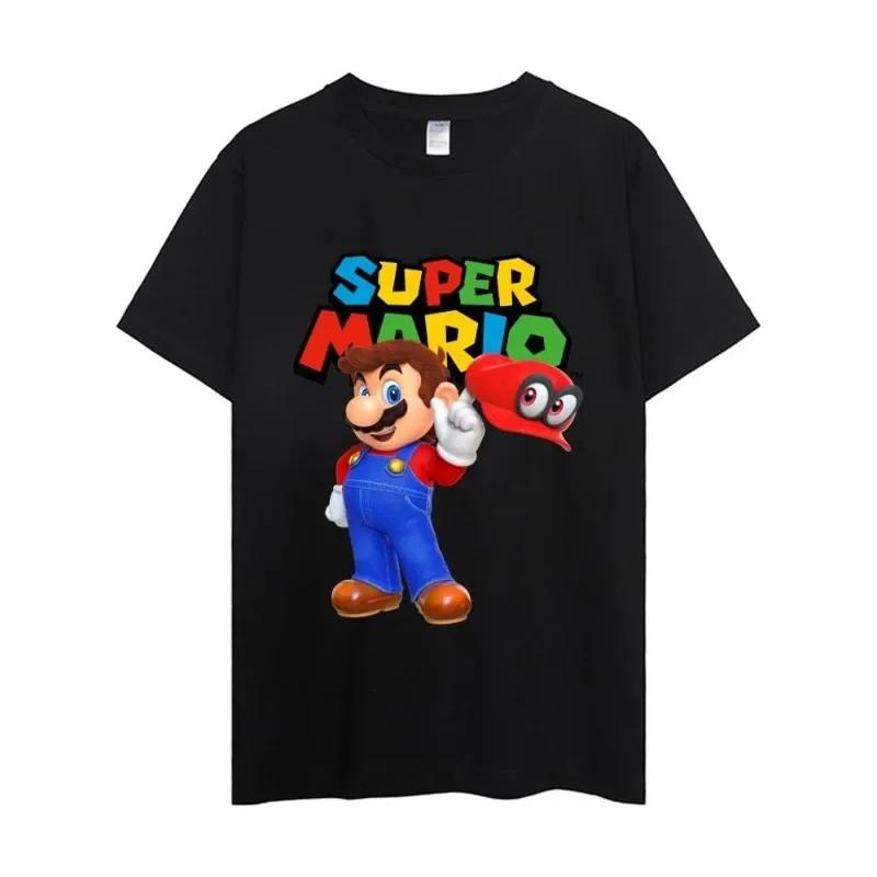 MINISO M-Mario Super Bros T Shirt Men Couple Combination Clothes Short Sleeve Collar Fashion Woman Cotton#Color(1)