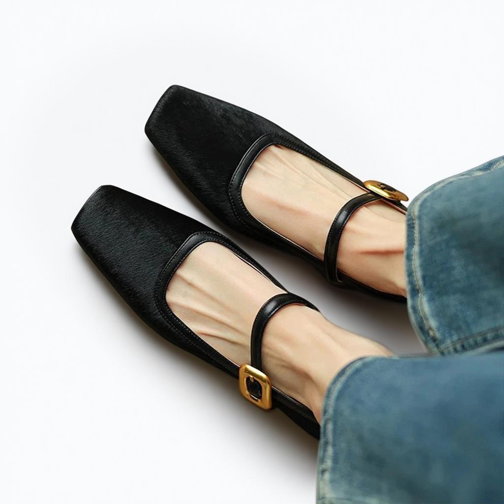 [British century old brand] Retro square toe low heel one-piece Mary Jane fashion shoes, comfortable and versatile women's single shoes