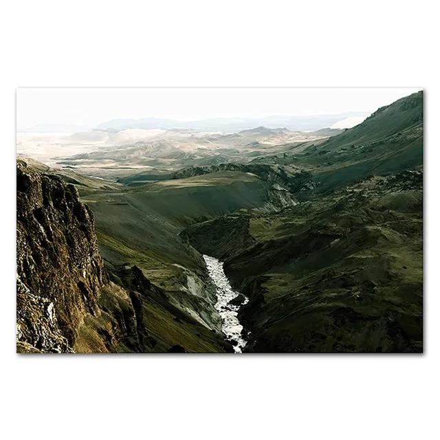 Nordic Natural Landscape Canvas Print Posters Animal Cow Deer Lake Snow Mountain Forest Railway Wall Art Decor Pictu