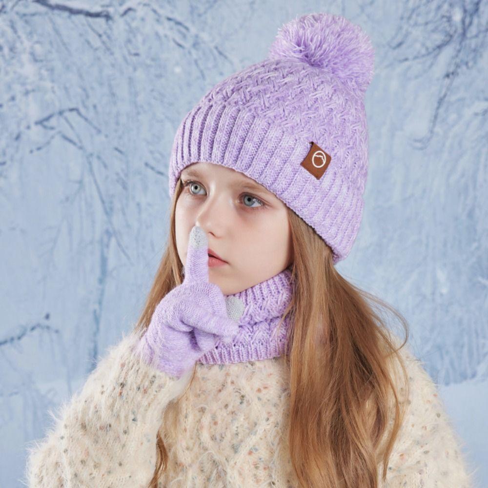 3 шт. Унисекс Детская шапка-бини с защитой ушей, шарф-шапка, модный детский зимний набор из шапки, шарфа и перчаток