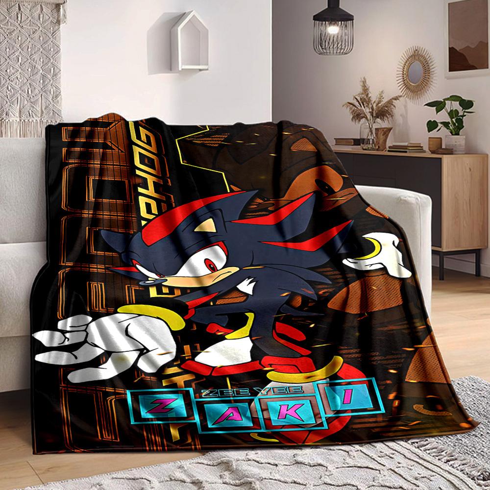 1 шт. Фланелевое одеяло Соник и Шэдоу, Мягкое, Приятное для кожи, С цифровой печатью, Различные размеры в наличии для семьи, друзей, на день рождения
