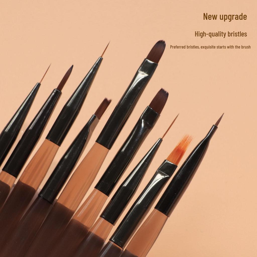 Набор двухсторонних кистей для нейл-арта: Акриловая подставка для ручек, ручки для линейного рисунка и градиента