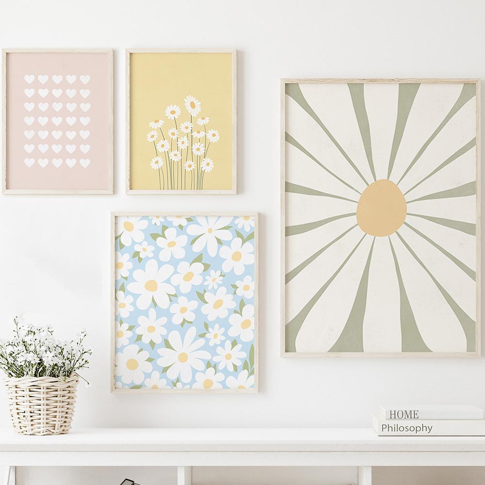 Богемный цветочный рынок, минималистская настенная живопись маслом, скандинавский постер