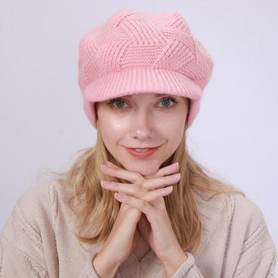 Женская однотонная плюшевая вязаная шапка из кроличьей шерсти, теплая саржевая осенне-зимняя шапка, берет