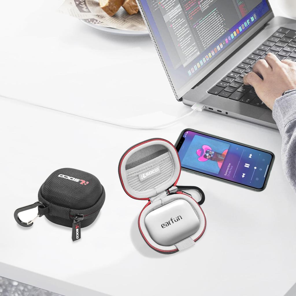 Чехол RLSOCO для Earfun Air Pro 4, совместимый с полностью беспроводными наушниками Earfun Air Pro 4 (черный)