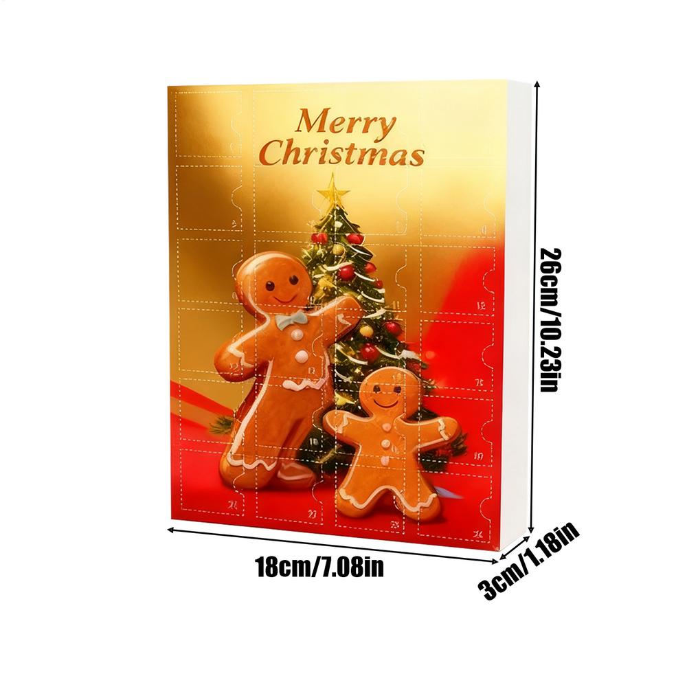 Gingerbread Man Advent Calendar, 2D Flat 24 Day Christmas Countdown Decor Ornaments, Holiday Home Decoration Car Ornaments