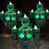 Halloween Skull Light Green LED Candle Light With Sandalwood Smoke Desktop Decoration for Halloween Party Haunted House Creating Horror Decoration