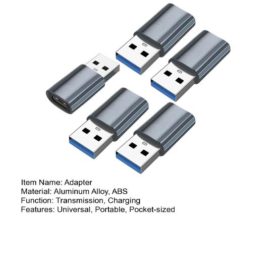 5 шт. Адаптер Type-C на USB 3.0 Конвертер USB-C (мама) на USB (папа) с быстрой зарядкой и передачей данных Универсальный разъем USB-C