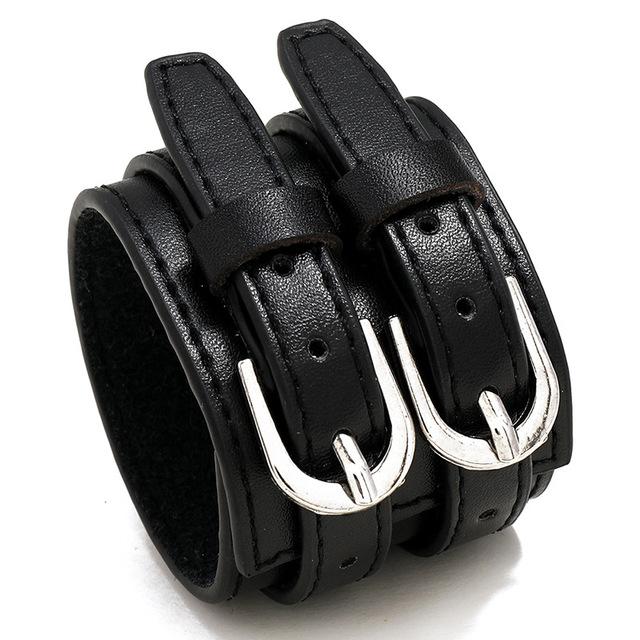 Men Bracelets Punk Rivet Wide Leather Multilayer Motorcycle Cycling Club Wrap Goth Bracelet For Women Charm Couple Hand Jewelry