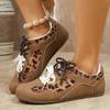 Fashion Fashion Leopard Mix Color Lace Up Sneakers Women 2025 Autumn Round Toe Soft Sole Casual Shoes Non Slip Soft Sole Shoes Size 43