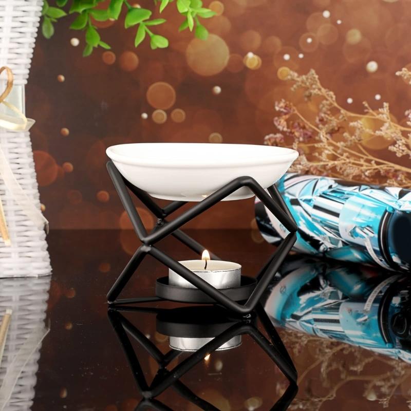 Ароматерапевтические диффузоры, горелки для восковых таблеток с керамической чашей, металлические подставки для чайных свечей для улучшения домашней эстетики