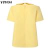 VONDA Женская повседневная свободная блузка с круглым вырезом и коротким рукавом