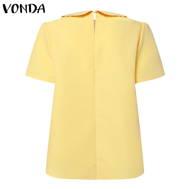 VONDA Женская повседневная свободная блузка с круглым вырезом и коротким рукавом