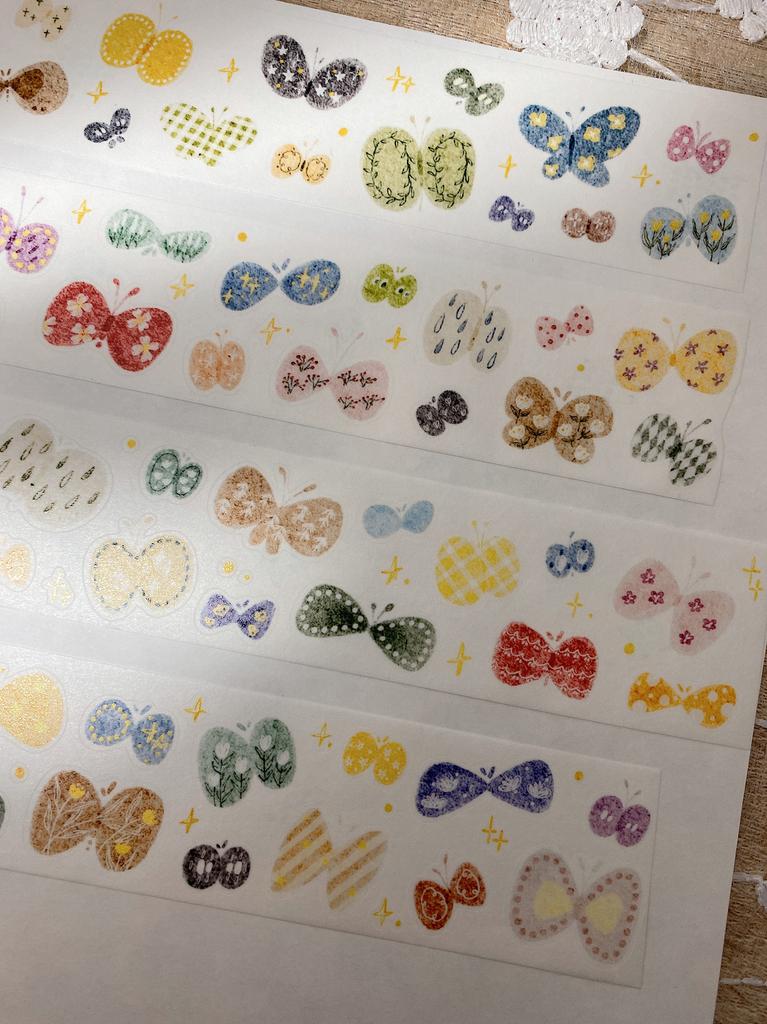 Cute Themed Die-Cut Washi PET Tape Little Bird, Butterfly & Flower Designs for Scrapbooking & Journaling