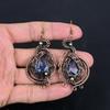 Iolite Earrings, 999 Copper Wire Wrapped Earrings Handmade Gemstone Jewelry, Gifts For Wife Brand New Earrings