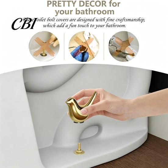 Decorative Ceramic Toilet Accessory 2PCS Bird Screw Covers, Bolt Caps, Modern Anti Slip Cover Style Universal Fit Caps for Home Bathroom Renovation