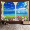 Window Sill Garden Beach View Large Tapestry Wall Hanging Bohemian Hippie Tapestry Room Aesthetic Living Room Home Decoration