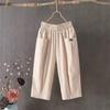 Women Plus Size 3/4 Cropped Trousers Mid-rise Elastic Waistband Wide Leg Casual Pants Beach Leisure Shorts